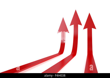 Leader-Konzept mit roten Pfeilen isoliert auf weißem Hintergrund Stockfoto