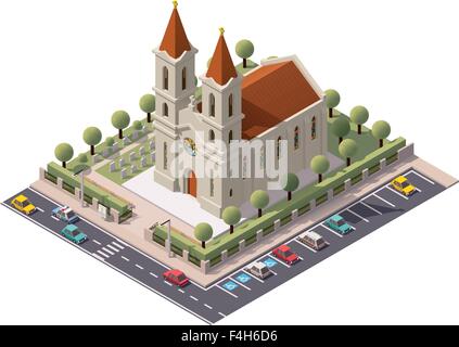 Vektor isometrische Kirche Stock Vektor