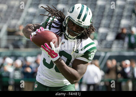 18. Oktober 2015, New York Jets Runningback Chris Ivory (33) in Aktion vor dem NFL-Spiel zwischen den Washington Redskins und die New York Jets MetLife Stadium in East Rutherford, New Jersey. Christopher Szagola/CSM Stockfoto