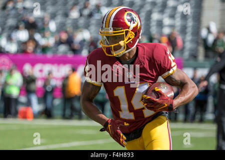 18. Oktober 2015, Washington Redskins Wide Receiver Ryan Grant (14) in Aktion vor dem NFL-Spiel zwischen den Washington Redskins und die New York Jets MetLife Stadium in East Rutherford, New Jersey. Christopher Szagola/CSM Stockfoto