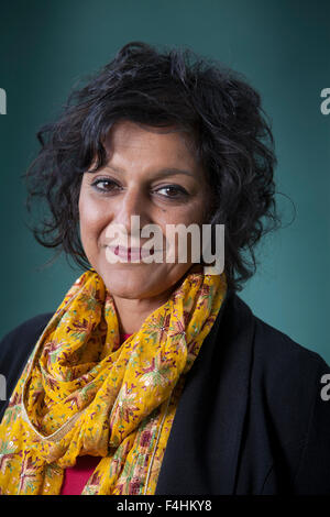 Meera Syal CBE, britischer Komiker, Schriftsteller, Dramatiker und Schauspielerin, beim Edinburgh International Book Festival 2015. Edinburgh, Schottland. 27. August 2015 Stockfoto