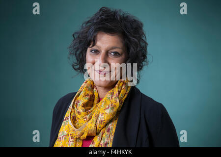 Meera Syal CBE, britischer Komiker, Schriftsteller, Dramatiker und Schauspielerin, beim Edinburgh International Book Festival 2015. Edinburgh, Schottland. 27. August 2015 Stockfoto