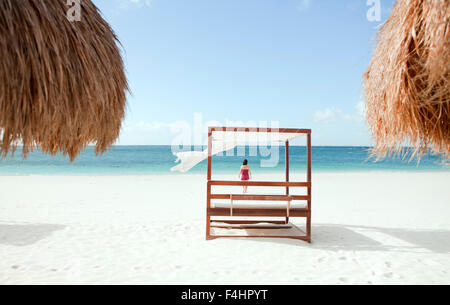 Der Strand auf der Isla Mujeres, einer Insel vor Cancún, Quintana Roo, Mexiko. Stockfoto