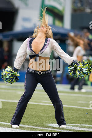 18. Oktober 2015: Seattle Seahawks Meer Gal beim NFL Aktion zwischen den Carolina Panthers und die Seattle Seahawks in CenturyLink Field in Seattle, Washington. Die Seattle Seahawks fallen in die Carolina Panthers 27 bis 23. Joseph Weiser/CSM Stockfoto