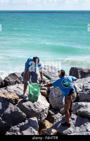 Miami Beach, Florida, Aufräumen, Aufräumen, Aufräumen, Freiwillige Freiwillige Freiwillige arbeiten Arbeiter, Teamarbeit zusammen, die Hilfe ausleihen, Hel Stockfoto