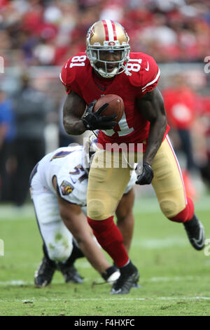 Santa Clara, USA. 18. Oktober 2015. San Francisco 49ers Wide Receiver Anquan Boldin (81) in Aktion während der NFL Football-Spiel zwischen den Baltimore Ravens und die San Francisco 49ers im Levi's-Stadion in Santa Clara, Kalifornien. Die San Francisco 49ers besiegte die Baltimore Ravens 25 bis 20.  Bildnachweis: Cal Sport Media/Alamy Live-Nachrichten Stockfoto