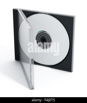 CD- oder DVD-Gehäuse mit Rohling isoliert auf weißem Hintergrund. Stockfoto