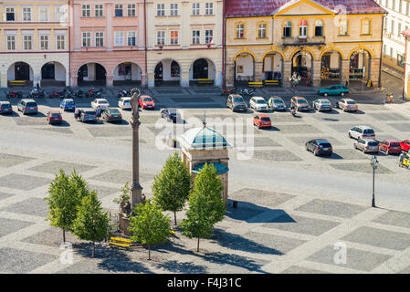 Valdstejnske Namesti, Pohled Z Valdicke brány, Jicin, ostböhmischen Kraj, Tschechische Republik Stockfoto