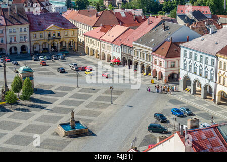 Valdstejnske Namesti, Pohled Z Valdicke brány, Jicin, ostböhmischen Kraj, Tschechische Republik Stockfoto