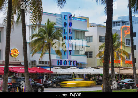 Art-Deco-Hotels am Ocean Drive, South Beach, Maimi Beach, Florida, Vereinigte Staaten von Amerika, Nordamerika Stockfoto