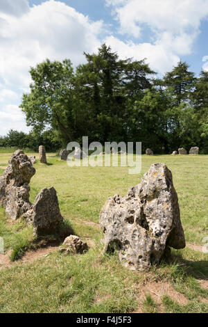 Die Könige Männer Stein Kreis, die Rollright Stones an der Grenze von Oxfordshire Warwickshire, England, Vereinigtes Königreich, Europa Stockfoto