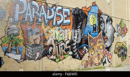 Wandbild auf Wand, Surfers Paradise, Queensland, Australien Stockfoto