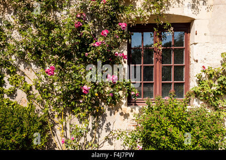 Sitzen am Ufer des Flusses Allier, das Dorf von Apremont-Sur-Allier, Cher, Centre, Frankreich Stockfoto