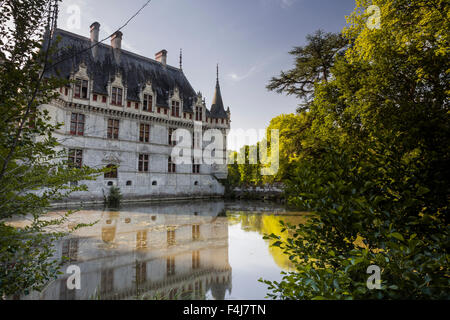 Eines der frühesten Renaissanceschlösser steht heute das Schloss in Azay-le-Rideau, Indre et Loire, Frankreich Stockfoto