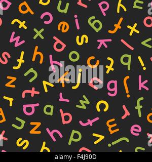 Hand gezeichnet Kleinbuchstaben nahtlose Muster bunt Stock Vektor