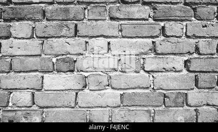 Grauskala Brick Wand Hintergrund horizontal Stockfoto