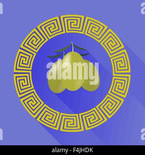 Grüne Oliven in griechischen Kreis Rahmen Stock Vektor