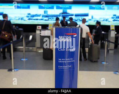 British Airways Club Europe Check-in-Bereich an der London City Airport, Großbritannien, UK Stockfoto