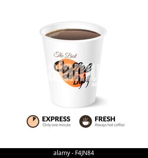 Kartenvorlage mit Kaffeetasse, Vektor-illustration Stock Vektor