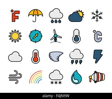 Gliederung Symbole dünne flache Bauweise, moderne Linie Konturenstil Stock Vektor