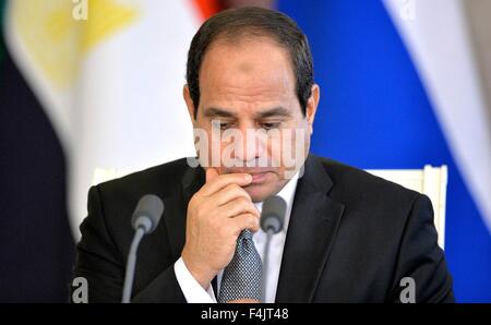 Der ägyptische Präsident Abdel Fattah as-Sisi bei seinem Treffen mit dem russischen Präsidenten Vladimir Putin im Kreml 26. August 2015 in Moskau, Russland. Stockfoto