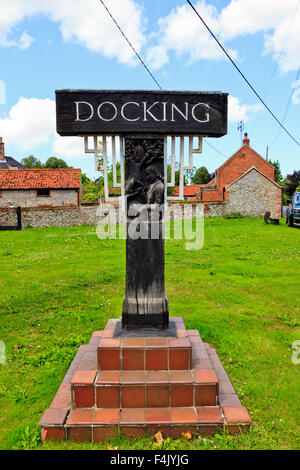 Docking Ortsschild Norfolk, England Stockfoto