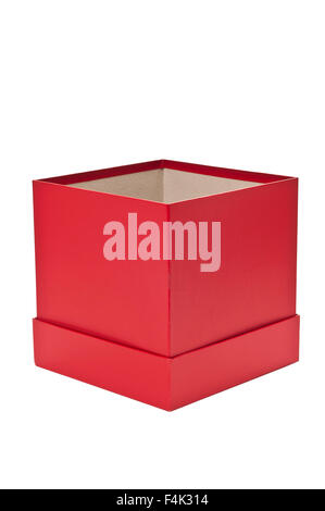 Öffnen Sie rot Geschenk-Box auf einen weißen Hintergrund. Stockfoto