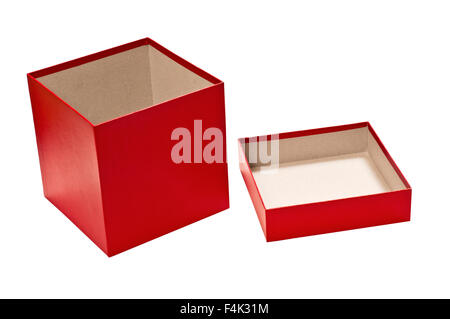 Offene rot leer Geschenk-Box mit Deckel Stockfoto