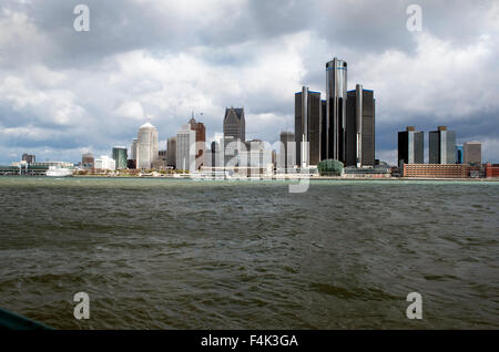 Stürmische Schuss von Downtown Detroit Frühjahr 2015 Stockfoto