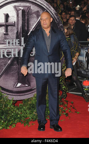 UK, Uk. 19. Oktober 2015. Vin Diesel besucht die Europäische Premiere von "Der letzte Hexenjäger" an Empire Leciester Square. © Ferdaus Shamim/ZUMA Draht/Alamy Live-Nachrichten Stockfoto