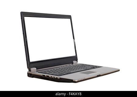 Laptop mit unbelegten Schirm isoliert auf weißem Hintergrund Stockfoto