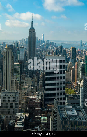 Empire State Building vom Rockefeller Center, New York, USA Stockfoto