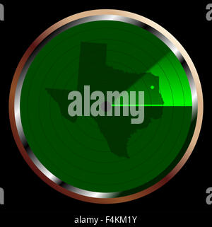 Der Bildschirm einer typischen Radar in Grün über Texas fegen Stockfoto