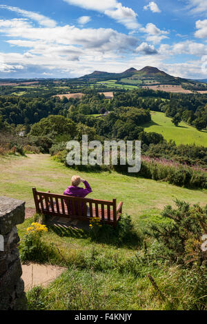 Scotts Blick nach Westen zum Melrose und Eildon Hills, Grenzen Region Schottland Stockfoto