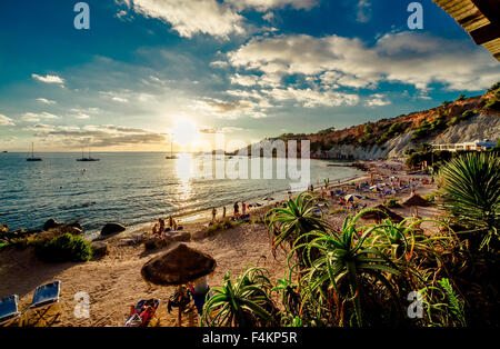 Cala d ' Hort Strand bei Sonnenuntergang. Balearischen Inseln. Ibiza Stockfoto