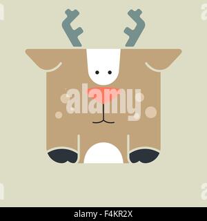 Flache quadratische Symbol von einem niedlichen Hirsch Stock Vektor