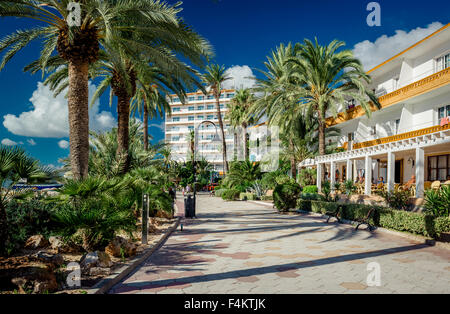 Blick auf Ibiza direkt am Meer Stockfoto