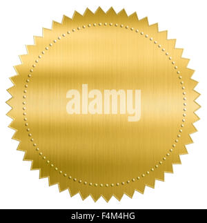 Gold metallic Folie versiegeln Beschriftung oder Aufkleber mit Beschneidungspfad enthalten Stockfoto