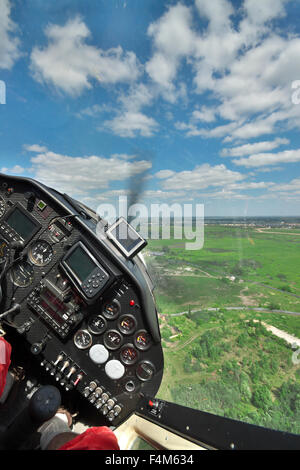 Eine kleine private Flugzeuge - Blick aus dem co-Pilotensitz Stockfoto