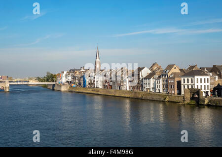 Wijck Viertel am Fluss Maas, Maastricht, Limburg, Niederlande, Europa. Stockfoto