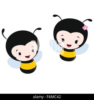 Vektor-Illustration von zwei niedlichen Cartoon Bienen Stock Vektor