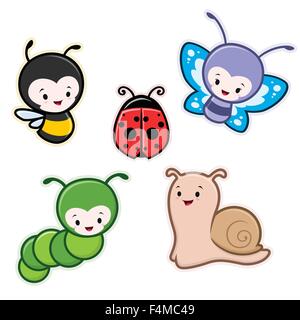 Vektor-Illustration von niedlichen Cartoon-Insekten-Garten-Tiere Stock Vektor
