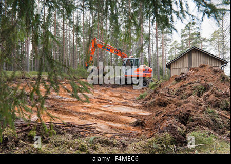 Bagger bei der Arbeit Stockfoto