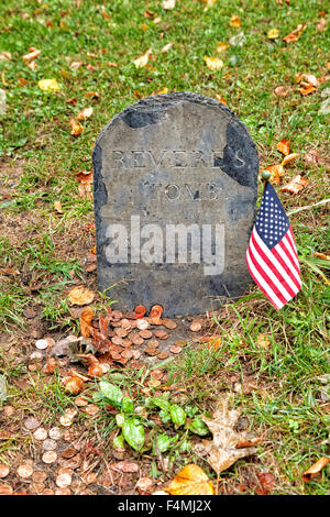 Das Grab von Paul Revere, Old Granary Burial Ground, Freedom Trail, Boston USA Stockfoto