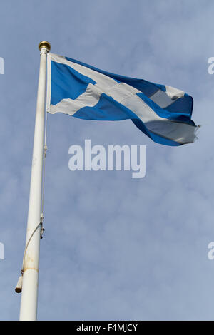 SCHOTTISCHE FLAGGE, ANDREASKREUZ, ST. ANDREWS FAHNE, ATHELSTANEFORD, EAST LOTHIAN, Stockfoto