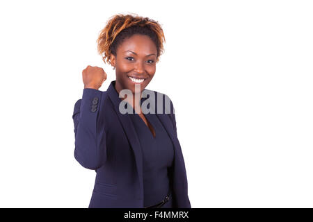 Afrikanische amerikanische Geschäftsfrau mit geballter Faust - Menschen mit schwarzer Hautfarbe Stockfoto