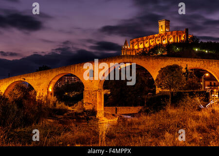 La Seu Manresa (Colegiata Basilica de Santa Maria). Pont Vell. Stockfoto