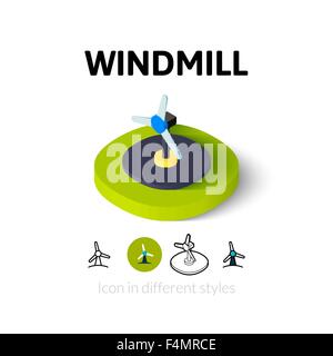 Windmühle-Symbol im anderen Stil Stock Vektor