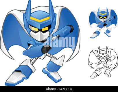 Roboter-Ninja-Cartoon-Figur Stock Vektor