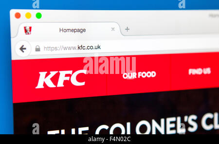 LONDON, UK - 19. Juni 2015: Die Homepage von Kentucky Fried Chicken (KFC) offizielle Website am 19. Juni 2015. Stockfoto